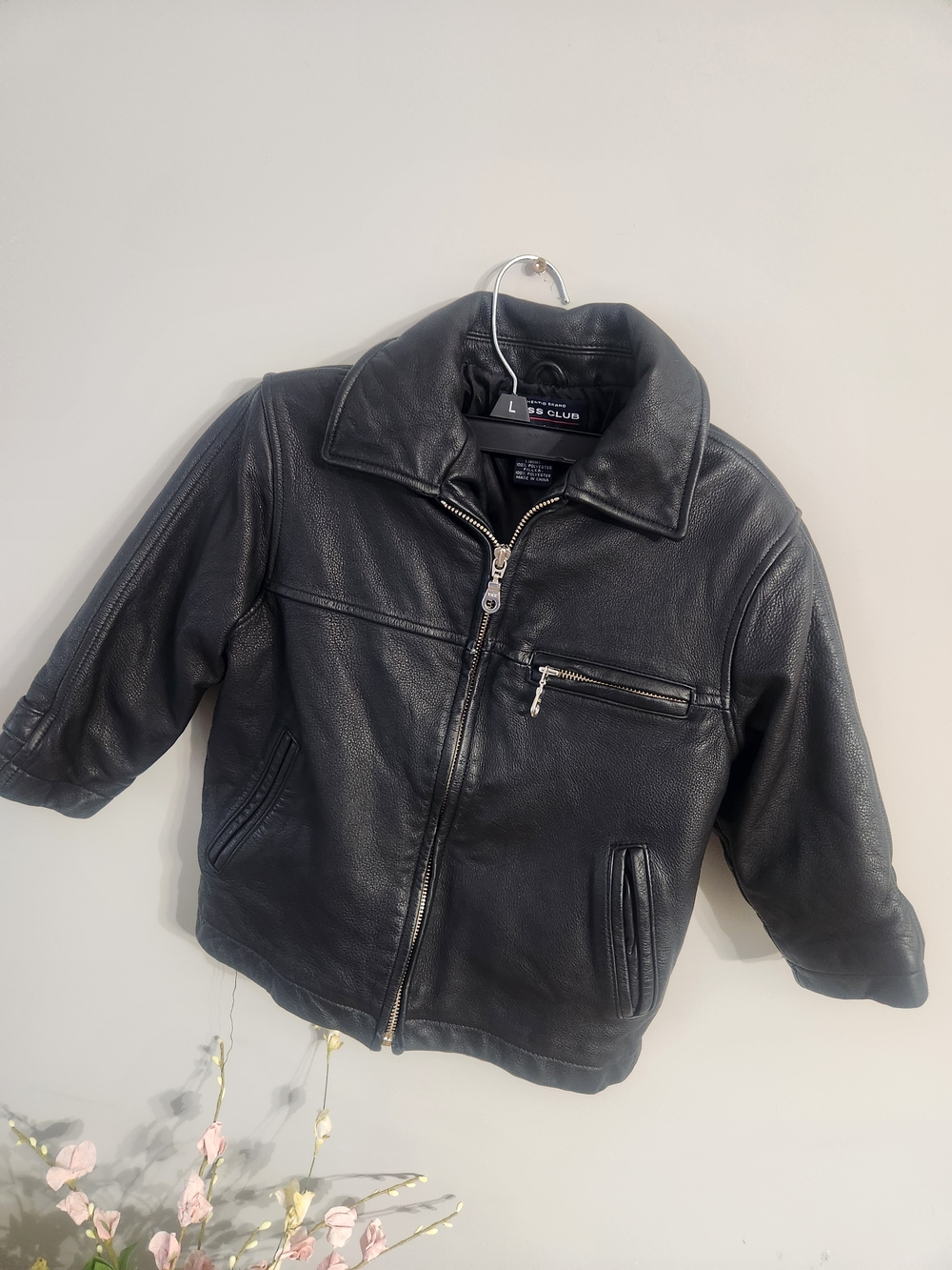 Class Club Black Kids Leather Jacket with Zip Pockets